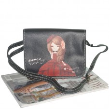 Жіночий клатч з дівчинкою в червоному платті 01536191884148red чорний