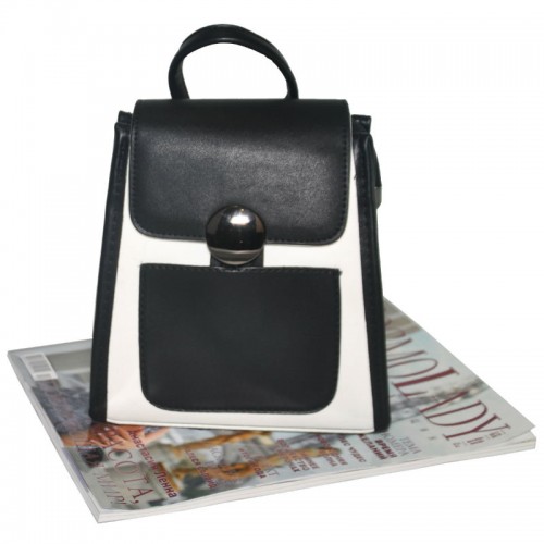 Мини рюкзак с карманом 01551745053364white белый с черным