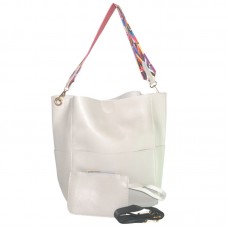 Женская сумка хобо с разноцветным ремнем 01537780709975grey серая