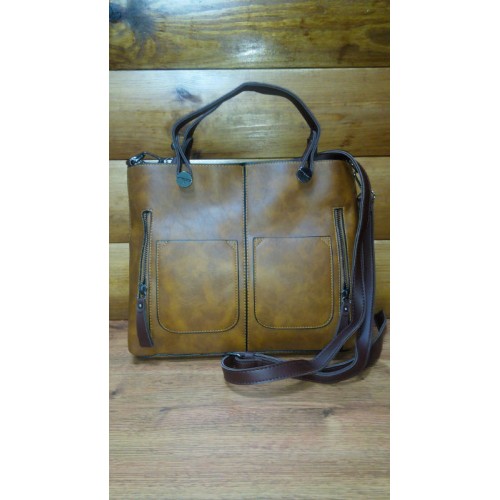 Жіноча сумка з двома кишенями 01538971049535brown коричнева
