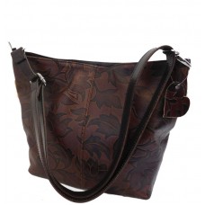 Кожаная женская сумка Bottega Carele BC216-darkbrown тёмно-коричневая