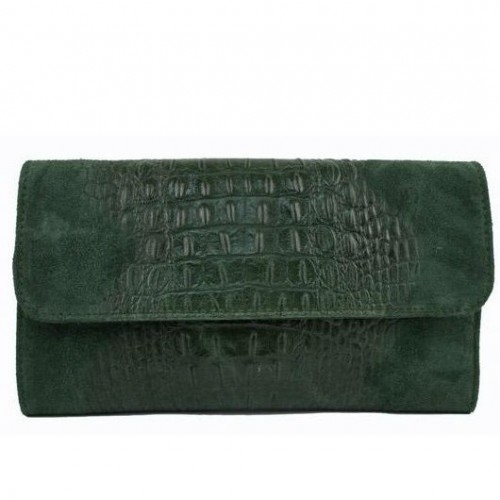 Кожаная женская сумка-клатч Bottega Carele BC504-green зеленая