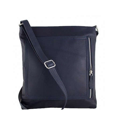 Кожаная сумка унисекс Bottega Carele BC604-darkblue тёмно-синяя