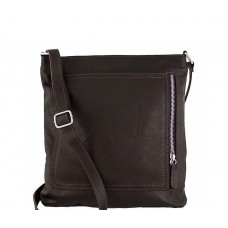 Кожаная сумка унисекс Bottega Carele BC604-darkbrown тёмно-коричневая