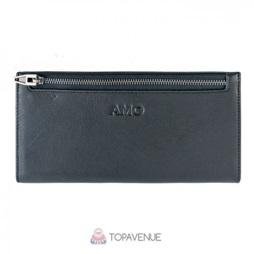 Шкіряне портмоне AMO ACCESSORI AMO165-5-3black чорне