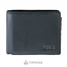 Шкіряне чоловіче портмоне AMO ACCESSORI AMO168-20black чорне