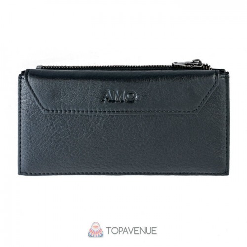 Шкіряне портмоне AMO ACCESSORI AMO168-16black чорне