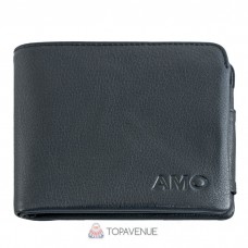 Шкіряне чоловіче портмоне AMO ACCESSORI AMO165-3-2black чорне