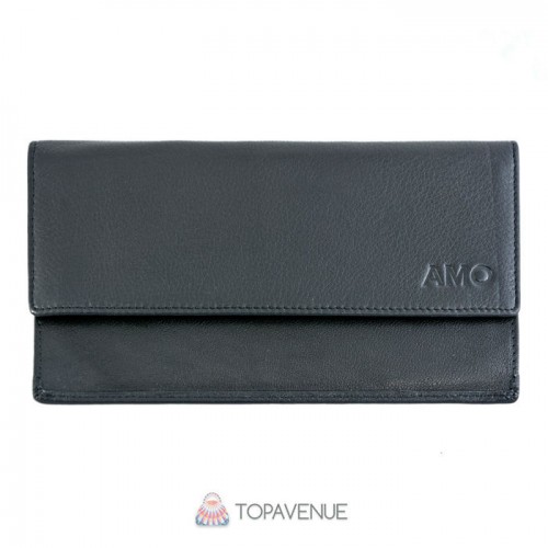 Кожаное портмоне AMO ACCESSORI AMO165-5-4black черное