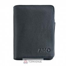 Шкіряне чоловіче портмоне AMO ACCESSORI AMO165-3black чорне