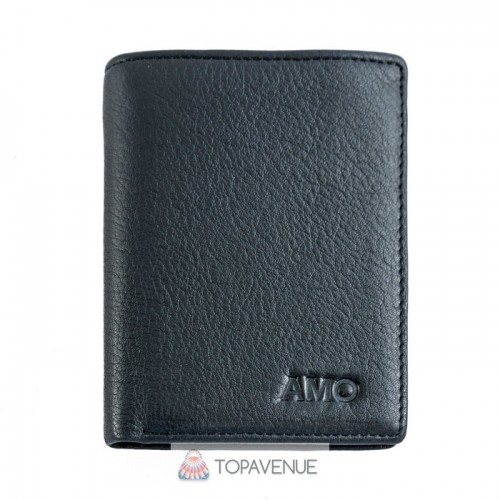 Кожаное мужское портмоне AMO ACCESSORI AMO168-21black черное