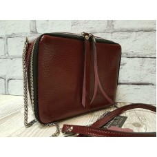 Сумка жіноча "КВАДРО" натуральна шкіра бургунді під рептилію