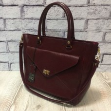 Сумка жіноча "Бона" натуральна шкіра бургунді матова з рептилією