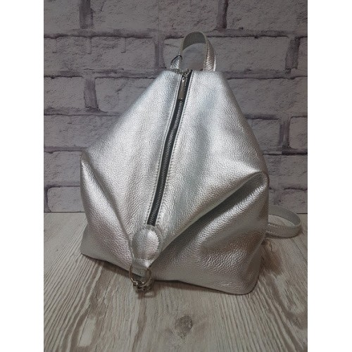 Рюкзак жіночий ANKO Паріс натуральна шкіра срібний флотар