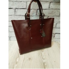 Сумка-шоппер "ЕЛІС" натуральна шкіра бургунді з рептилією на блискавці