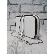 Сумка жіноча "КВАДРО" натуральна шкіра біла під рептилію