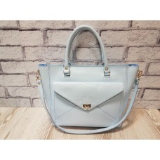 Сумка жіноча "Бона" натуральна шкіра блакитна з плетінкою