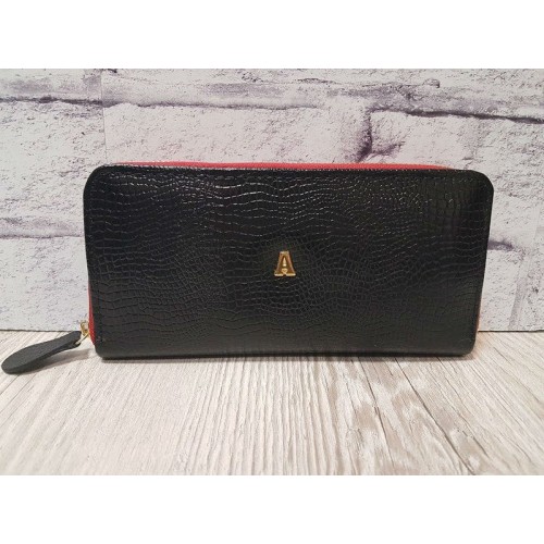 Портмоне Anko натуральна шкіра чорне під рептилію