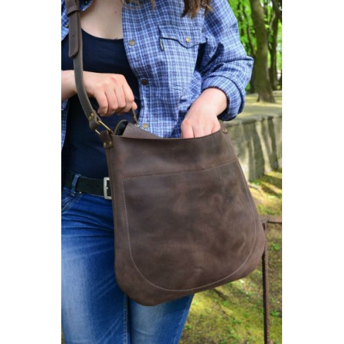 Женская кожаная сумка-почтальон 880051 коричневая