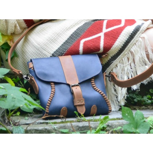 Жіноча шкіряна сумка Сrossbody 890062 синя