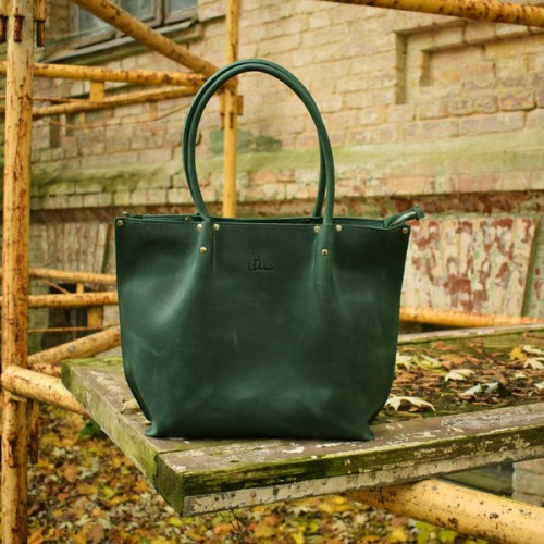 Жіноча шкіряна сумка Shopper Green 894077 зелена