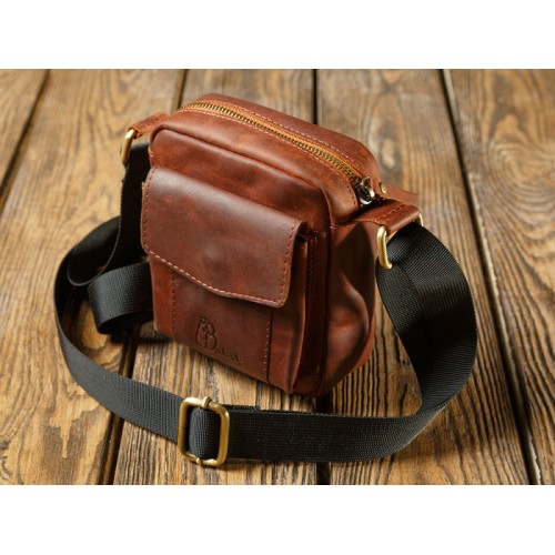 Чоловіча шкіряна сумка mini 899065 коньяк