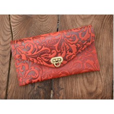 Кожаное портмоне 130078Т красное