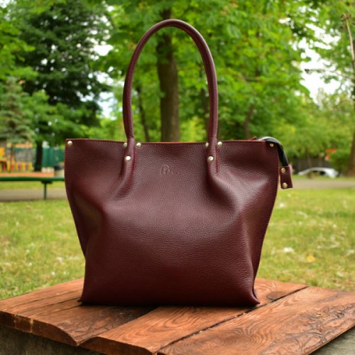 Шкіряна сумка Shopper Bordo-shine 894013 бордо