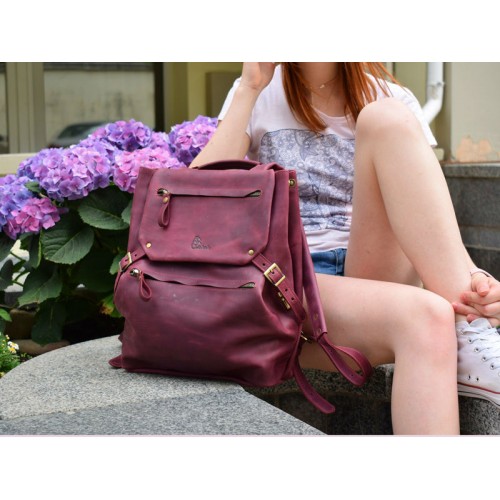 Шкіряний рюкзак 896066 марсала