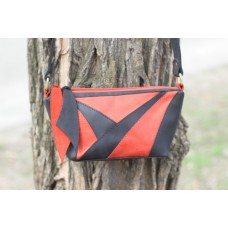 Сумка шкіряна BABAK Comb BR 905076/78 чорна з червоним