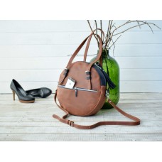 Сумка шкіряна BABAK Round 916065/62 Коньяк/Синій