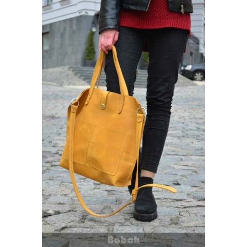 Сумка шкіряна BABAK Tote Camel 857079 руда