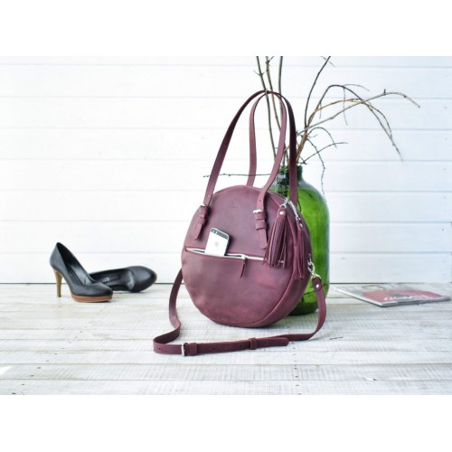 Сумка шкіряна BABAK Round 916066 марсала