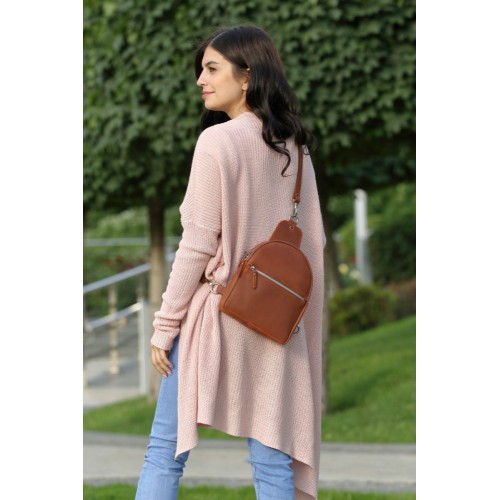 Сумка-рюкзак кожаная BABAK Sling-Bag Cognac 924065 коньяк