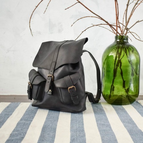 Рюкзак Шкіряний BABAK ROCK Black 879076 чорний