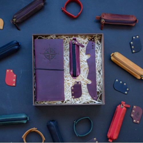 Набір шкіряних аксесуарів BABAK Voyage марсала