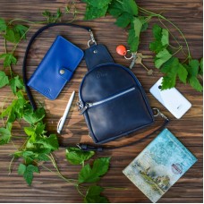 Сумка-рюкзак шкіряна BABAK Sling-Bag Blue синя