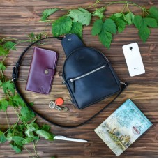 Сумка-рюкзак шкіряна BABAK Sling-Bag Black чорна