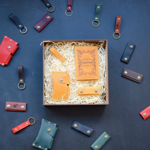 Набір шкіряних аксесуарів BABAK Evora рудий