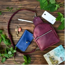 Сумка-рюкзак шкіряна BABAK Sling-Bag Marsala марсала