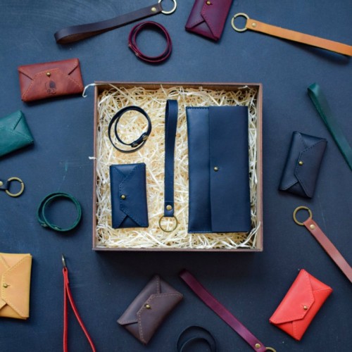 Набір шкіряних аксесуарів BABAK Lille синій