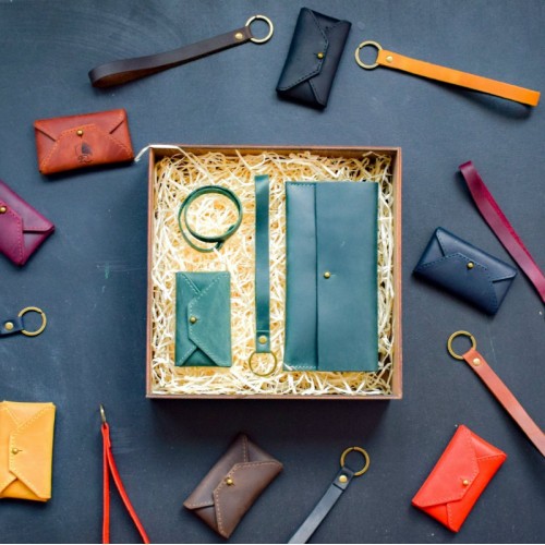 Набір шкіряних аксесуарів BABAK Lille зелений