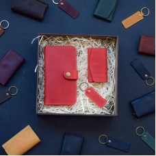 Набор кожаных аксессуаров BABAK Milano красный