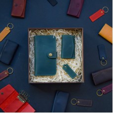 Набір шкіряних аксесуарів BABAK Milano зелений