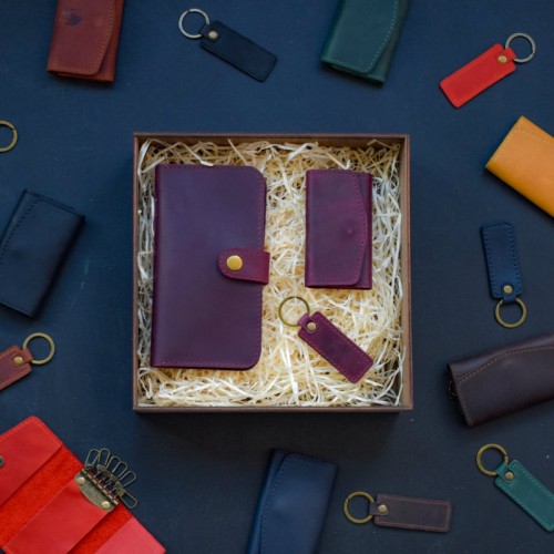 Набір шкіряних аксесуарів BABAK Milano марсала