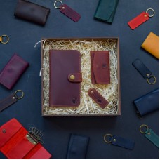 Набір шкіряних аксесуарів BABAK Milano коньяк