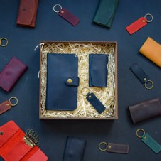 Набір шкіряних аксесуарів BABAK Milano синій