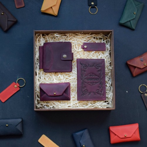 Набір шкіряних аксесуарів BABAK Leon марсала