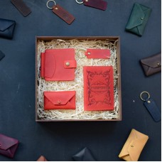 Набор кожаных аксессуаров BABAK Leon красный