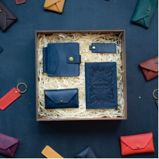 Набор кожаных аксессуаров BABAK Leon синий